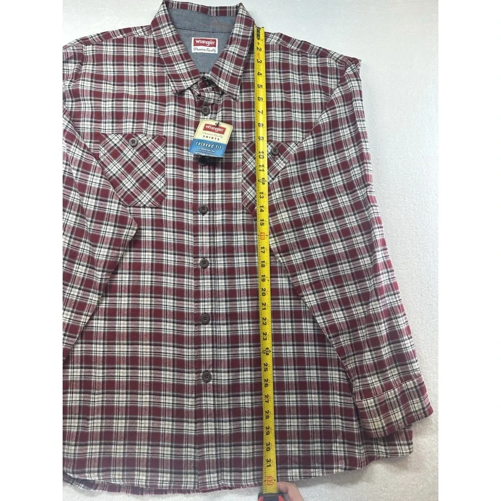 Wrangler Men's 3XL Red Plaid Flannel Shirt NWT Premium Quality‎